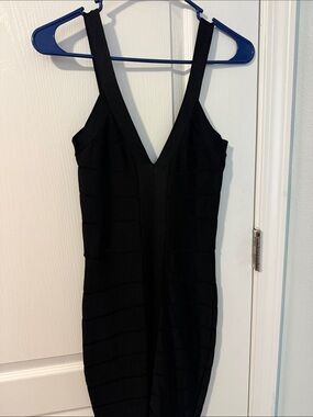 French Connection Black Ribbed Knit Dress